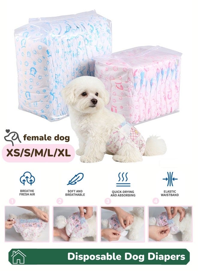 حفاضات الحيوانات الأليفة للاستعمال مرة واحدة للكلاب الإناث، حفاضات ناعمة فائقة الامتصاص للجراء، بطانات نسائية تتضمن 10 قطع حفاضات للكلاب للكلاب أثناء التدريب على سلس التبول للحرارة - Image 1